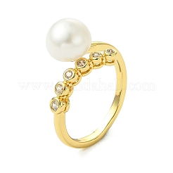 Messing Micro Pave Zirkonia Manschette offene Ringe&nbsp;RJEW-JR01048