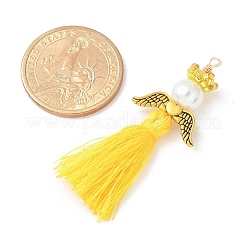 Стеклянные жемчужины круглые бусины с поликоттоновой кисточкой большие подвески&nbsp;PALLOY-MZ00611