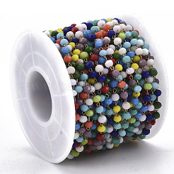 Ручные граненые стеклянные бисерные цепи CHS-T003-06G