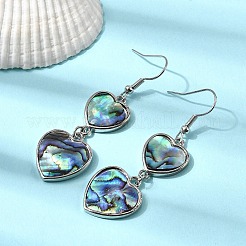 Серьги-подвески из натуральной латунной раковины морского ушка EJEW-F388-01B-P