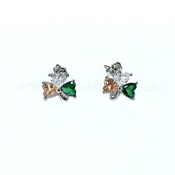 Aretes de latón chapado en rack con micro pavé de circonitas cúbicas&nbsp;EJEW-P221-30P
