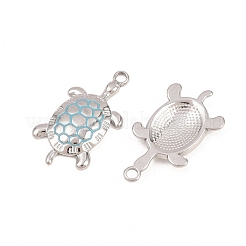 304ステンレススチールエナメルペンダント  カメのチャーム  ステンレス鋼色  25x13.5x3mm  穴：1.5mm&nbsp;STAS-K293-25P