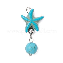 8 шт. 8-х цветные синтетические бирюзовые круглые подвески в виде морской звезды&nbsp;PALLOY-JF04127