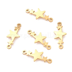 304ステンレススチールリンクコネクター  レーザー切断  連続して3つ星  ゴールドカラー  10x24x1mm  穴：1mm&nbsp;STAS-N094-17G