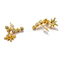 Latón micro pave aretes de circonita cúbica transparente&nbsp;EJEW-H123-05G