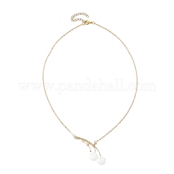 Collane da donna con ciondolo a forma di fiore in vetro lavorato a mano e perle coltivate d'acqua dolce&nbsp;NJEW-TA00259