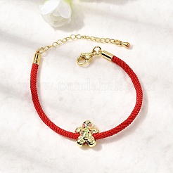 Рождественские браслеты из нейлонового шнура&nbsp;LS-BJEW-L715-02G-01