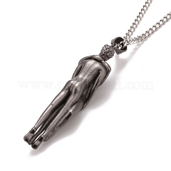 Collana con ciondolo abbraccio umano in ottone con 201 catene in acciaio inossidabile per donna&nbsp;NJEW-I114-01B