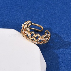 Латунные микро проложить манжеты кольца кубического циркония RJEW-A082-01G