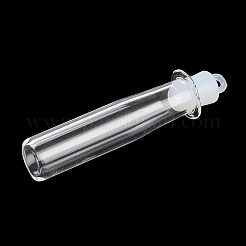 クリアガラスのウィッシングボトルペンダント  プラスチックシールプラグ付き  コラムチャーム  53x10mm  穴：2mm&nbsp;GLAA-A010-01I