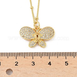 Ожерелья с подвесками из латуни с прозрачным кубическим цирконием NJEW-D306-01G-A