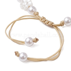 Регулируемые браслеты из натуральной ракушки каури и АБС-пластика с жемчужными бусинами для женщин BJEW-JB11870