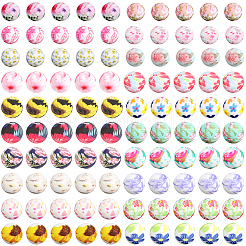100 pz 20 colori stampati perline focali rotonde in silicone&nbsp;SIL-PA0001-41