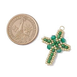 Подвески-кресты из стеклянного бисера&nbsp;PALLOY-MZ00826-07