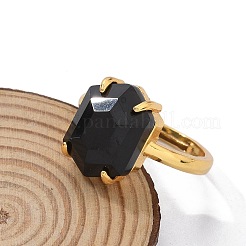Sechseckige Fingerringe aus natürlichem Obsidian&nbsp;RJEW-B113-02G-08