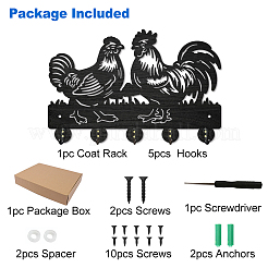 Настенные вешалки из дерева и железа&nbsp;HJEW-WH0055-098