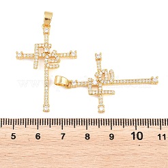 Pendentifs en laiton de Pâques sertis de micro-pavés de zircone cubique transparente&nbsp;ZIRC-F148-14H-G