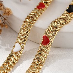 Браслеты из латунных эмалевых сердечек для женщин BJEW-B125-07G