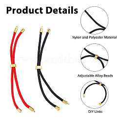14 шт. 2 цвета регулируемый круглый полиэстеровый плетеный шнур слайдер браслет изготовление&nbsp;FIND-HS0002-12