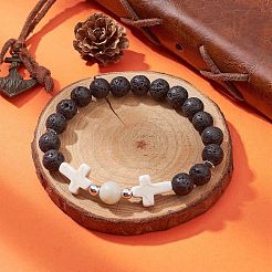 Bracciali elasticizzati in misto pietra naturale e sintetica&nbsp;BJEW-JB09519-01