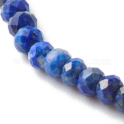Bracciali elasticizzati con perline di lapislazzuli naturali rondelle sfaccettate&nbsp;BJEW-JB06383-08