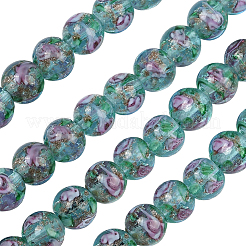 1 hebra de cuentas de lampwork de arena dorada hechas a mano&nbsp;LAMP-PA0001-77A