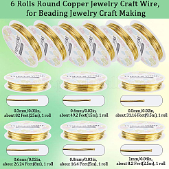 6 рулон 6 размера медной ювелирной проволоки CWIR-SC0001-03B