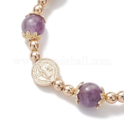 Браслеты-слайдеры для женщин с круглыми бусинами из латуни&nbsp;BJEW-JB12940