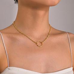 Halsketten mit Ringanhänger und gedrehter Kette aus Edelstahl 304 für Damen&nbsp;IP0697-1