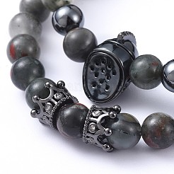 Ensembles de bracelets en perles extensibles en pierre de sang naturelle&nbsp;BJEW-JB05173-04