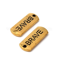 Тибетский стиль сплава прямоугольник с подвесками слов отважных&nbsp;TIBEP-Q043-061AG-RS