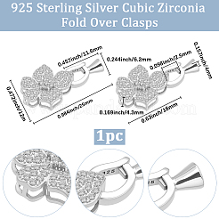 1 шт. 925 застежки-пряжки из стерлингового серебра с микропаве из прозрачных кубических цирконий STER-BBC0008-45