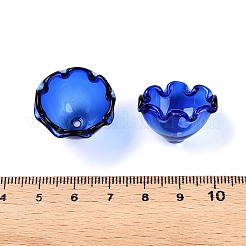 風鈴作り用のガラスビーズコーン  マルチ花弁  花  ミディアムブルー  21~24.5x13mm  穴：2mm&nbsp;GLAA-D002-02F