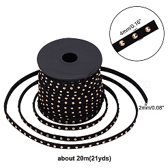 ゴールデンアルミニウムスタッズフェイクスエードコード  ブラック  4x2mm  20 m /ロール&nbsp;LW-WH0006-01A