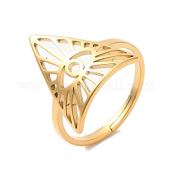 Anillo ajustable de acero inoxidable 304 con forma de triángulo y ojo de caballo con revestimiento iónico (IP) para mujer&nbsp;X-RJEW-M149-10G