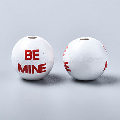 Расписные европейские бусины из натурального дерева WOOD-S057-058