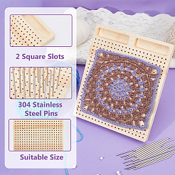 Прямоугольная деревянная доска для вязания крючком DIY-BC0013-51B