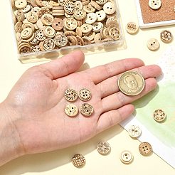 160 шт. 16 стиля натуральных пуговиц из кокосовой скорлупы&nbsp;COCO-CJ0001-01