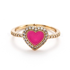 Латунные кольца из манжеты с прозрачным цирконием RJEW-I077-33-G