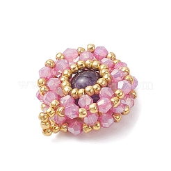 Плоские круглые подвески из натурального аметиста и стеклянных бусин&nbsp;PALLOY-MZ00950-03