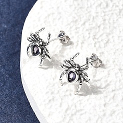 925 стерлинговый серебристый микропроволочный кубический серьги из циркония EJEW-Z133-01AS