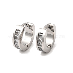 304ステンレススチールフープピアス  ステンレス鋼色  ガラスと  透明  13x4mm&nbsp;EJEW-L302-02P-03