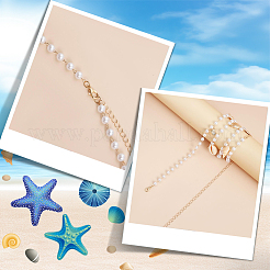 Taillenkette mit Quaste aus Naturmuscheln und Eisen in Form eines Seesterns&nbsp;AJEW-CP0011-35B