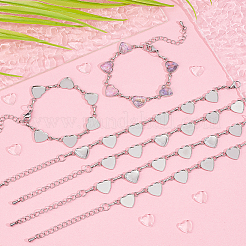 Браслеты из нержавеющей стали 304 с кабошоном в форме сердца BJEW-AB00011