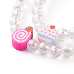 Braccialetti per bambini elasticizzati con perline acriliche trasparenti&nbsp;BJEW-JB06324-01