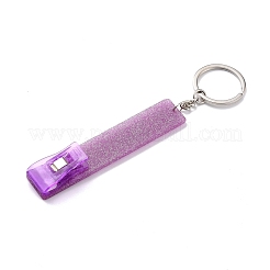 フェロアロイ  プラスチックとアクリルのキーホルダー  グリッターパウダー付き  非接触型カードエクストラクタ  女の子用カードプラー付きロングネイルカードエクストラクターキーホルダー用  長方形  パープル  15.5cm&nbsp;KEYC-C048-02C