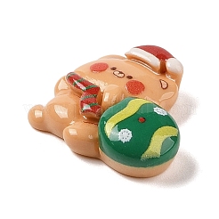 Cabujones decodificados de resina opaca con tema de oso navideño&nbsp;RESI-S397-02H