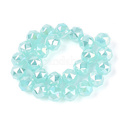 Ab farbig plattierte Stränge aus runden Imitations-Jadeglasperlen&nbsp;EGLA-T029-8mm-12J-03