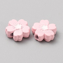 ベーキングペイント合金手作りビーズ  花  ピンク  10x10x4mm  穴：1.7mm&nbsp;FIND-CJC0019-27B