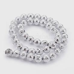 Гальванические бусины из натуральной лавы&nbsp;G-E511-01G-8mm